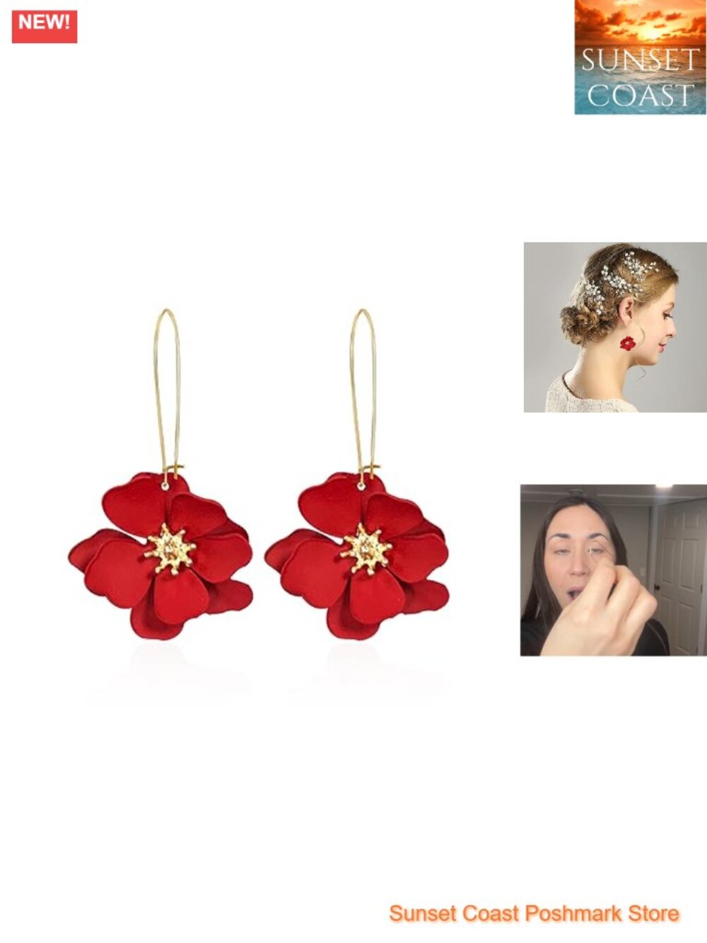 Boho Daisy Flower Long Petal Drop Dangle Earrings Stainless Steel Women Chic